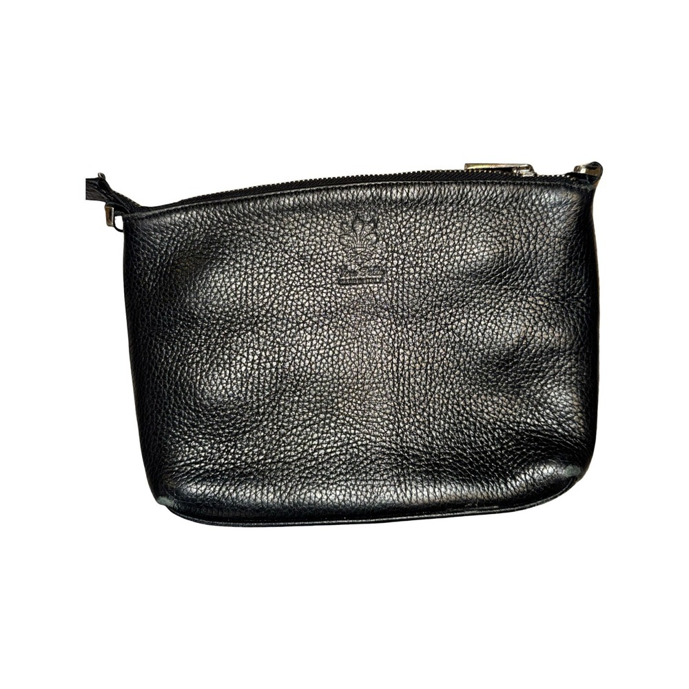 Vera Pelle Pouch Women Small Black Good Pebbled Leather Made in Italy Florentine